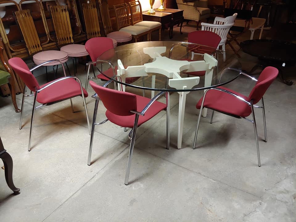 Danish Modern Glass Top Table Astute Furnishings