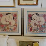 Pair Chinese Woodblock, babies with fish