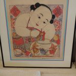 Pair Chinese Woodblock, babies with fish