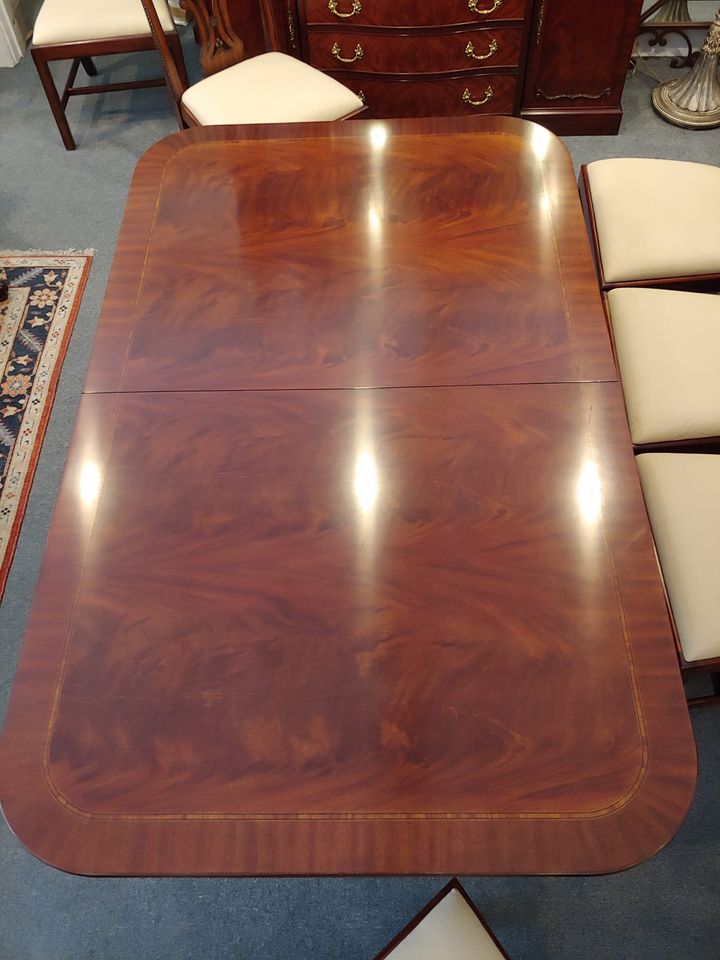 Henkel Harris Mahogany Dining Table, 2 leaves and pads Astute Furnishings