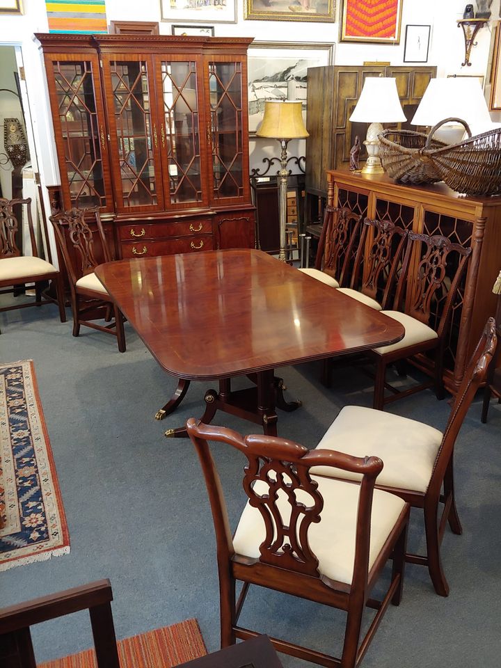 Henkel Harris Mahogany Dining Table, 2 leaves and pads Astute Furnishings