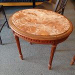 Pair French Deco Marble Top End Tables