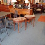 Pair French Deco Marble Top End Tables