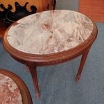 Pair French Deco Marble Top End Tables