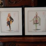 Pair Antique Fashion Illustration / Costume Design