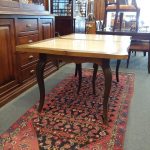 Thick French Oak Extension Table with Travertine Inserts