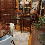 Pair Anglo Indian Teak and Leather Barstools