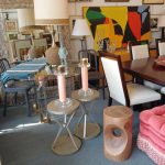 Pair Mid Century Bauer Lucite and Brass Lamps sans shades