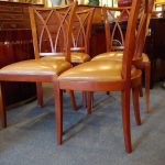 Set 4 Baker Furniture Side Chairs with Leather Seats