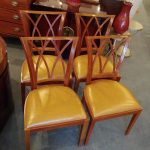 Set 4 Baker Furniture Side Chairs with Leather Seats