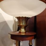 Brass and Mahogany Torchiere Floor Lamp