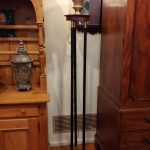 Brass and Mahogany Torchiere Floor Lamp