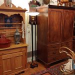 Brass and Mahogany Torchiere Floor Lamp
