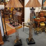 Pair Faux Bamboo Floor Lamps