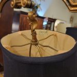 French Moreau Bronze Lamp with Silk Shade
