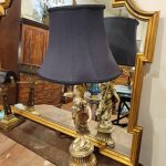 French Moreau Bronze Lamp with Silk Shade
