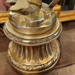 French Moreau Bronze Lamp with Silk Shade