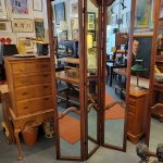 Pair 7.5 Foot Tall – Walnut Mirrored Room Dividers