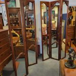 Pair 7.5 Foot Tall – Walnut Mirrored Room Dividers
