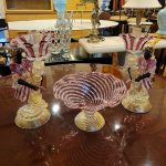 Murano Venetian Glass Candleholders and Bowl