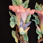 Pair French Majolica Fives Lille Wall Pockets