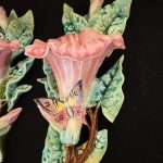 Pair French Majolica Fives Lille Wall Pockets