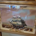 Antique Federal Reverse Painted Wall Mirror