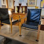 Pair Wilhelm Kienzle Leather Safari Chairs