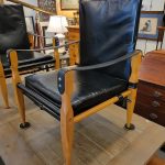 Pair Wilhelm Kienzle Leather Safari Chairs