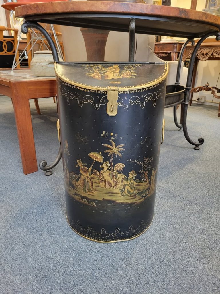 Sarreid Chinoiserie Canister / Tole Coal Scuttle