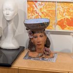 Folk Art Ceramic Bust with Bowl