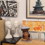 Folk Art Ceramic Bust with Bowl