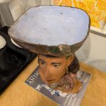 Folk Art Ceramic Bust with Bowl