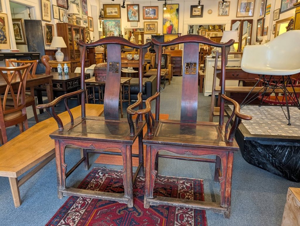 Chinese Lacquer High Back Armchairs