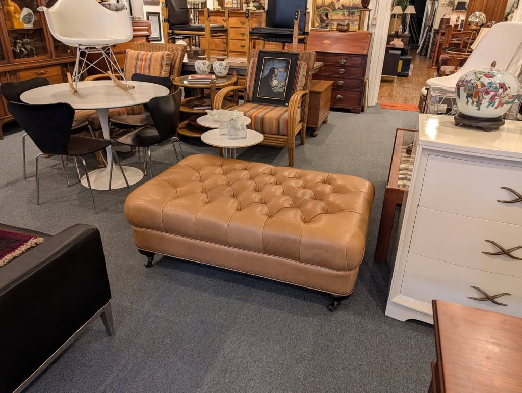Tufted Leather Ottoman
