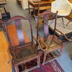 Chinese Lacquer High Back Armchairs