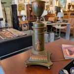Vintage French Green Tole Lamp