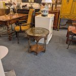 Verre Eglomise, Burl and Brass Side Table