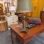 Vintage French Green Tole Lamp