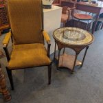 Verre Eglomise, Burl and Brass Side Table