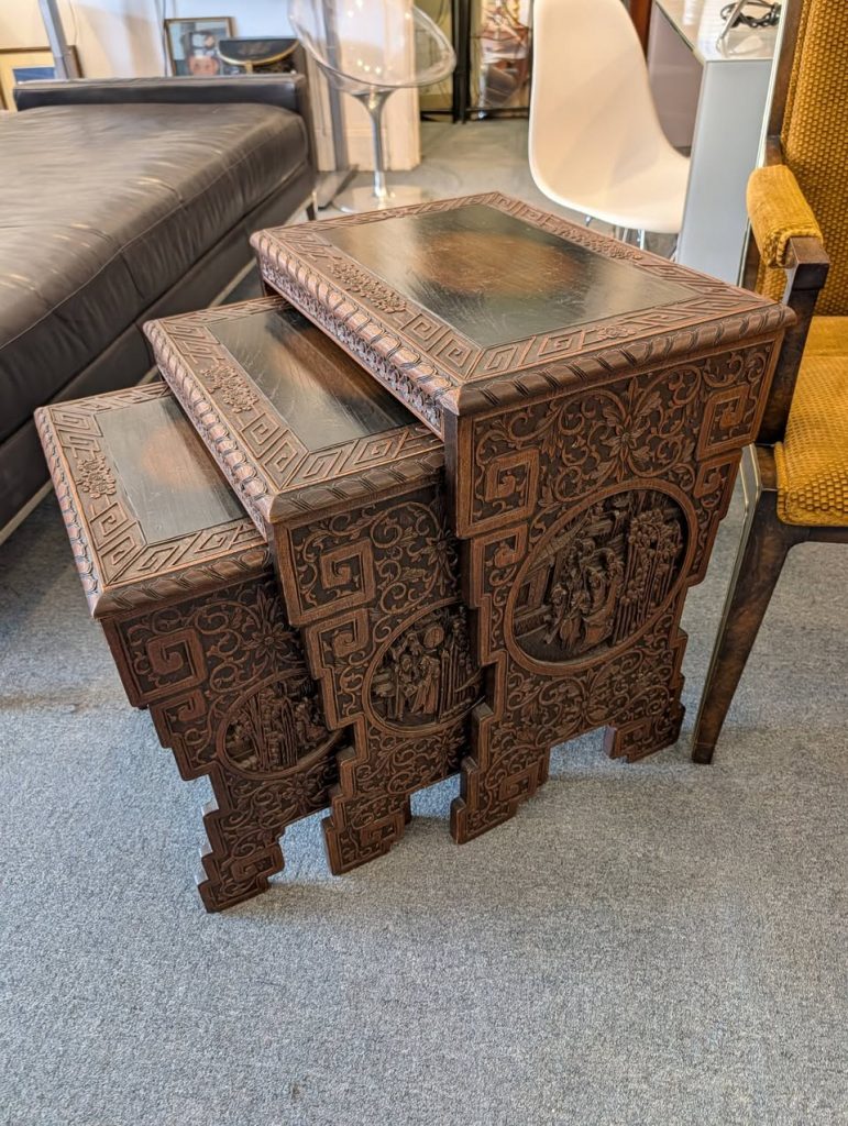 19th C. Deeply and Finely Carved Nest of Tables