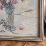 1940s Floral Painting in Original Frame