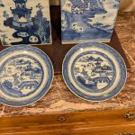 Pair Antique Canton Plates, 8.75 inches