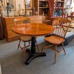 Antique Iron Base Tavern / Breakfast Table and Pair Windsor Chairs
