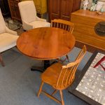 Antique Iron Base Tavern / Breakfast Table and Pair Windsor Chairs