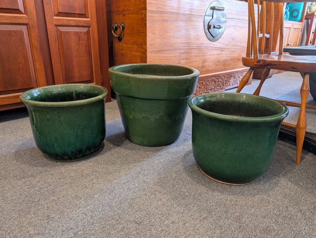 Vintage Green Glaze Pots