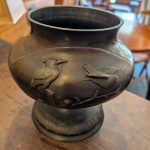 Antique Bronze Kerosene Lamp, Electrified