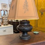 Antique Bronze Kerosene Lamp, Electrified