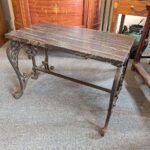 Italian Marble and Iron Garden Bench / Table