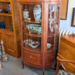 Antique Inlaid Bow Front Display Cabinet
